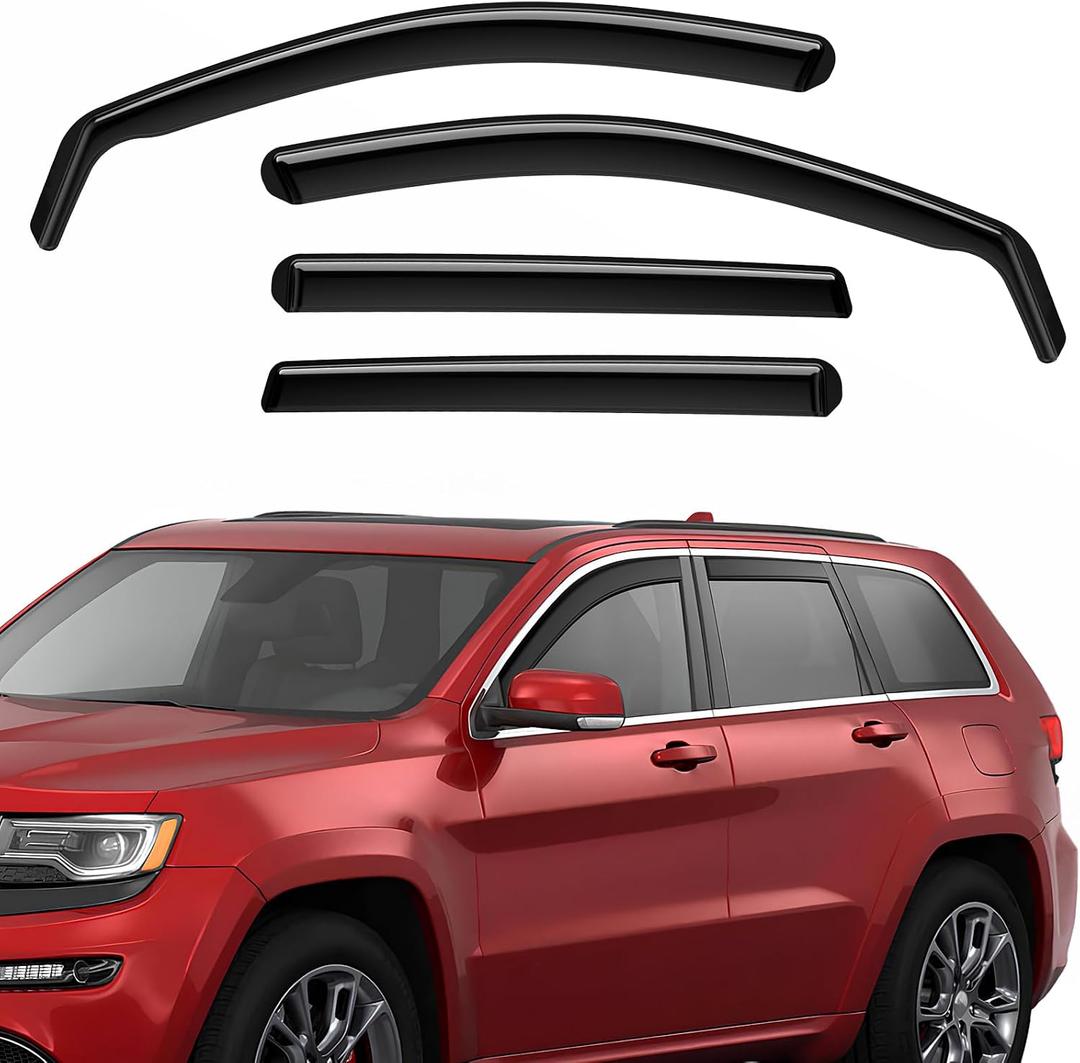 in-Channel Rain Guards Fit for Jeep Cherokee 2014-2023 Black Extra Durable Shatterproof Side Window Deflectors, Vent Window Visors, Wind Deflectors - 4 PCS