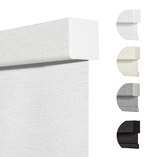 Persilux Blackout Roller Shades & Blinds Windows Shades Free-Stop Blackout with Jacquard Fabric, Cordless Pull Down Shades for Home, Easy to Install for Door/Office, White (31.5"W x 72"H)