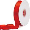 2 x Solid Color Hot Red Double Faced Satin Ribbon 1" X 50 Yards, Fabric Ribbons Perfect for Wedding and Party Decoration,Gift Wrapping, Sewing, Crafts