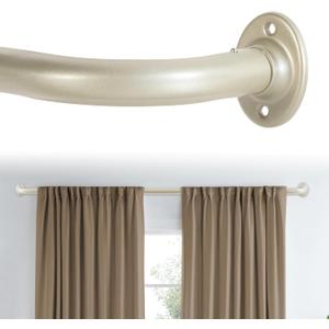 H.VERSAILTEX Blackout Curtain Rod for Windows 18.5 to 28.5 Inch, 3/4 Inch Adjustable Wrap Around Short Curtain Rods Telescoping Curved Drapery Rods for living room Inoor/Outdoor,Nickel