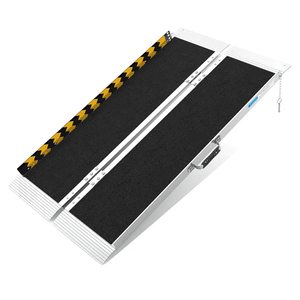 4FT Foldable Wheelchair Ramp Portable | Lightweight Aluminum Folding Ramp with Non-Slip, 600LBS Capacity for Steps, Curbs, Doorway & Threshold, Use with Walker, Mobility Scooter or Cart