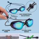 4 x Aegend Swimming Goggles with Adjustable Bungee Strap, No Leak Anti-Fog UV Protection Mirrored Swim Goggles for Adults