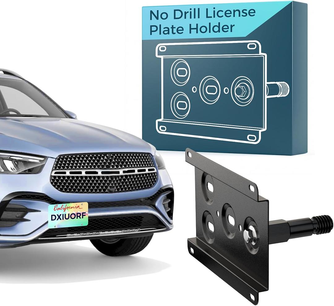 No Drill Front License Plate Bracket Fits Mercedes W205 C-Class | X204 GLK-Class/X205 GLC-Class/W212 W213 E-Class/W166 GLE-Class Front Tow Hook License Plate Holder, Front License Plate Mount
