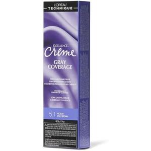 L'Oréal Technique Excellence Crème Permanent Hair Color - Long-Lasting Hair Dye, Rich Formula With No-Drip Application, Superb Gray Coverage