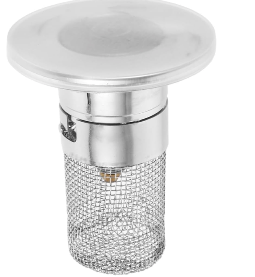 Bathroom Sink Drain Stopper with Built Hair Strainer Push Button Design Leakproof Basin Filter for Easy Installation Compatible with Standard Sinks Construction