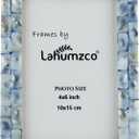 Mother of Pearl Photo Frame 4x6  Handmade Decorative Picture Frame for Tabletop or Wall  Elegant Pearl Inlay Home Dcor for Living Room, Bedroom, Office (Blue)