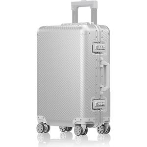 20 Inch Full Aluminum Body Luggage Carry On, All Aluminum Suitcase, 22x14x9 Inch Aluminum Luggage Carry On Weaving Texture Surface Hard Shell Body Cabin Suitcase with TSA Locks (Silver, 20 inch)