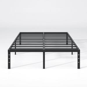 NEW JETO Metal Bed Frame,Queen Size Bed Frame with Storage Space,Heavy Duty Sturdy Mattress Foundation, Easy Assembly,No Box Spring Needed, Black,12 Inch,Queen