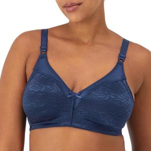 Bali Women's Wireless Lace Bra, Double Support Lace Bras for Women, Stay-in-Place Straps, Full Coverage, Comfortable (40B, In the Navy)