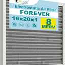 16x20x1 Reusable Air Filter, Electrostatic HVAC Air Filter