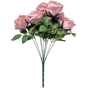 Ribiliwer Artificial Roses 12 Heads UV Resistant Indoor Fake Flower Fake Silk Roses Realistic Roses for Wedding Centerpieces Flower Arrangement Home Decor Mauve