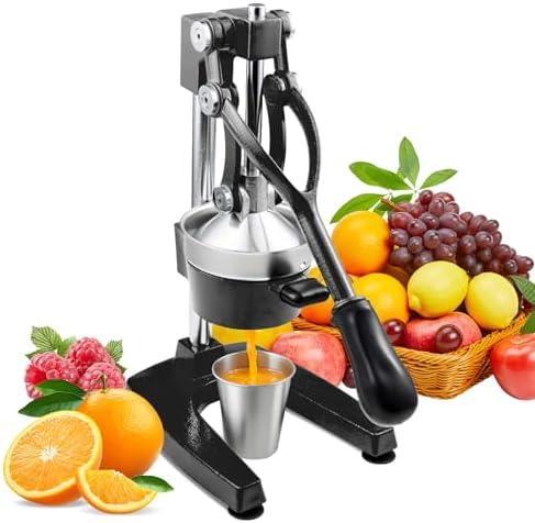 ROVSUN Professional Citrus Juicer Lemon Squeezer, Commercial Manual Fruit Press Juicer for Lemon Pomegranate Orange Juice, Heavy Duty Hand Press Orange Juicer Press and Lime Squeezer Stand (Black)