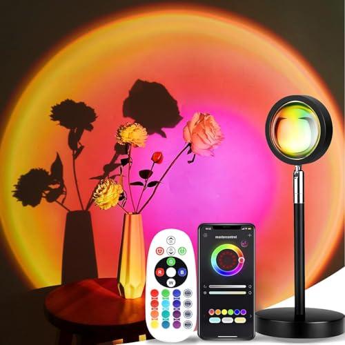 LEKEONE Sunset Lamp with APP & Remote Control,16 Colors Night Light 180° Rotation Rainbow 4 Modes Setting for Photography/Selfie/Party/Home/Living Room/Bedroom Decor, Gifts Women