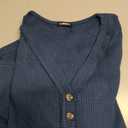 Flamingals Casual Long Sleeve V Neck Tops Solid Waffle Knit Button Front Shirts for Women M