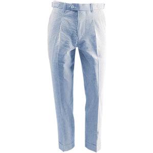 Men Summer Seersucker Slim Fit Pants for Beach Wedding (Blue, 36Wx32L)