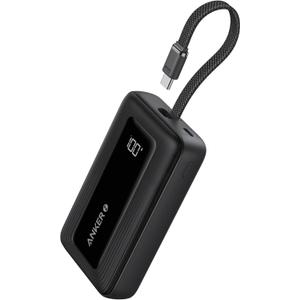 Anker Portable Charger, 10,000mAh 30W Power Bank, USB-C in and Out Fast Charging Battery Pack, Travel Essential Phone Power Bank, for iPhone 16/15, iPad, MacBook, Galaxy, Google, and More