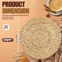 Dandat 100 Pcs Disposable Printed Woven Paper Placemats Bulk 11 Inch Round Wicker Printed Chargers Place Mat Farmhouse Braided Rattan Tablemats for Wedding Dinner Party(Light Brown)