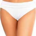 Zmart Women Full Coverage Ruched Bikini Bottoms Tummy Control Swim Bottoms Scrunch Ruffle Bathing Suit Bottom (White, M)