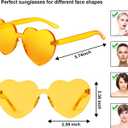 Gejoy 15 Pairs Heart Shaped Sunglasses for Women Men Valentine Transparent Candy Color Frameless Glasses