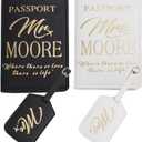 Syiomlis Mr and Mrs Luggage Tags Couples Passport Holder Set,Bridal Shower Gifts, Honeymoon Engagement Gift, Anniversary, Newlywed, Bride Groom, his and her Passport Holder (Golden-3)