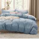 Bedsure Mineral Blue Duvet Cover Full Size - 3 Pieces Prewashed Extra Soft Cotton-Like Polyester Bedding Set, Includes 1 Duvet Cover 80x90 Inches with Zipper Closure & 2 Pillow Shams, No Comforter