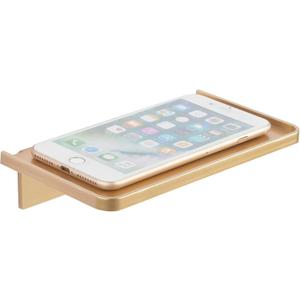 Stick-on Wall Shelf - Small Wall Mounted Adhesive Clear Acrylic Shelf Phone Holder Shelves Wipes Rack for Bathroom,Kitchen,Toilet,Office - Gold