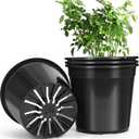 4 Pack 7 Gallon Pots for Plants, 7 Gallon Plastic Nursery Pot with Drainage Holes, Sturdy Plastic Plant Pots for Nursery Garden, Flowers, Succulent Outdoor Indoor (Black, 7 Gal- 4 Pack)