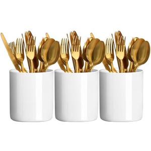 Utensils Holder, Caddy Cutlery Holder Silverware, Utensils Organizer Elegant white Porcelain, Spoon Holder for Party Tableware Holder for Kitchen Table, Cabinet (H 4.72'')