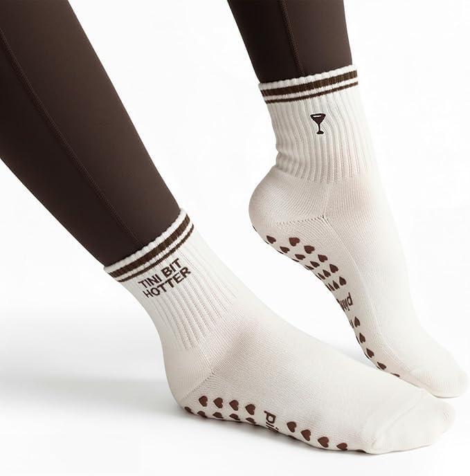 PILA-BARRE Womens Crew Grip Socks Non Slip for Pilates & Barre, 5-11