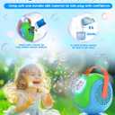 Joyfuture Bubble Machine, Automatic Bubbles Blower for Kids, Toddlers - 360 Rotation, 75 Adjustment, with Handle - Gifts Toys for Boys, Girls Age 1+ Year Old, Hallween, Outdoor, Birthday Party (Bule+green)
