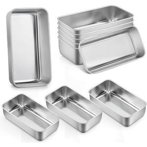 P&P CHEF Loaf Pan Set, 9-inch Bread Pans, Stainless Steel Loaf Toast Baking Pans For Bread Meatloaf Lasagna Cake, Healthy & Non Toxic, Oven & Dishwasher Safe,(Silver, 10Pcs)