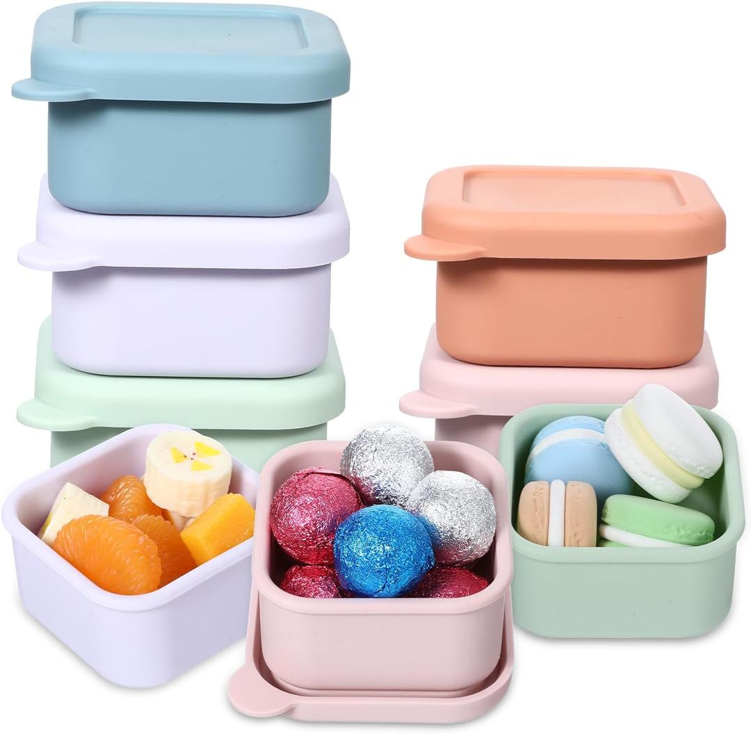 10 Pack 6 oz Silicone Snack Containers, Reusable Small Containers with Lids, Reusable Meal Prep Silicone Containers Lunch Box Bento Box Set