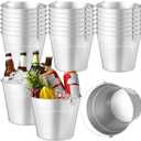 Didaey 24 Pcs Metal Beer Bucket Bulk Ice Bucket Ice Pails with Handle Champagne Soda Party Beverage Chiller for Summer Picnic Pool Wedding Party Supplies Wine Champagne Bar (9.1 x 7.1 x 6.7",Silver)