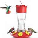 Kingsyard Glass Hummingbird Feeder for Outdoors Hanging, 10 oz Leak-Proof Humming Bird Feeders with Ant Moat & Bee Proof Feeding Ports, Hummingbird Gift for Bird Lovers (Clear)