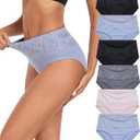 ANLIQI Womens Briefs Cotton Underwear High Waisted Tummy Control Hipster Panties Pack Full Coverage Soft Breathable Undies, XL