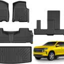 Floor Mats for Chevrolet Tahoe/GMC Yukon 7 Seater 2025-2021 - 4Pcs All Weather Floor Mat Accessories (BLACK)
