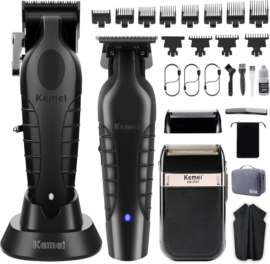 KEMEI Professional Hair Clippers, Hair/Beard Trimmer, Eletric Shaver Set for Men, Cordless Beard Trimmer, Rechargeable Barber Clippers, USB Fade Clipper Haircutting Kit, KM-2299, KM-2296, KM-2024