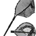 Hlotmeky Large Rubber Landing Net for Saltwater - Heavy Duty Big Fishing Net, Kayak Folding Retractable With Long Handle