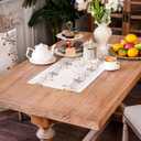 ARTABLE Lace Tablecloth - Linen Color Embroidery Country Farm Elegant Coffee & Dining Tablecloth (14 x 36 Inch, Colorful Plants)