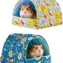 2 PCS Hamster Hideout,Washable Hamster Bed Hamster Bed Hut Hamster House, Small Animal Cage Accessories for Mouse Hedgehogs Ferrets Bearded Dragons and Rats (6*6in, Green+Yellow)