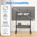 Hand Crank Lift Mobile TV Cart for 40-90 Inch Large LCD LED Flat Curved Screens up to 220 lbs, Heavy Duty Rolling TV Stand with Hole Platform, Free Height Adjustable, Max VESA 800x600mm
