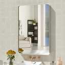 WEER 20X30 Inch Brushed Nickel Bathroom Mirror, Brushed Silver Metal Frame Mirror, Rounded Rectangle Silver Bathroom Vanity Mirror, Tempered Glass, Anti-Rust, Hangs Horizontally or Vertically