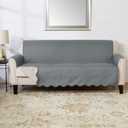 Great Bay Home Reversible Sofa Cover - Washable Slipcover Furniture Protector with Elastic Straps - Perfect for Kids & Pets - Quilted & Stitched Detail (Mirage Gray/Flax)