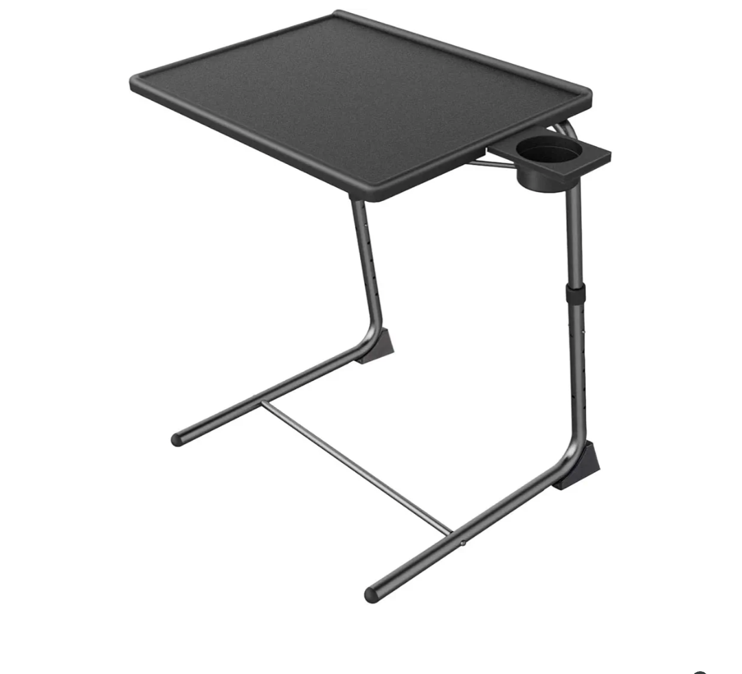 Adjustable TV Tray Table - TV Dinner Tray on Bed & Sofa, Comfortable Folding Table with 6 Height & 3 Tilt Angle Adjustments (Black)