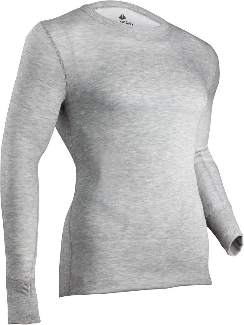 Indera Men's Two-Layer Performance Thermal Underwear Crew Top (Heather Grey) Small 34-36