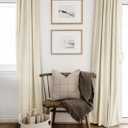 100% Blackout Shield Linen Blackout Curtains for Bedroom 45 Inches Long, Back Tab/Rod Pocket Living Room Drapes, Thermal Insulated Blackout Curtains 2 Panels Set, 42" W x 45" L, Light Cream