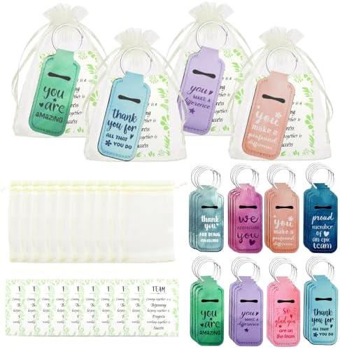 ERTIUANIO 22 Sets Lipstick Holder Bulk Employee Appreciation Thank You Coworker Keychain Gifts with Thank You Cards, Organza Bags for Coworkers Staff Teacher Volunteer Leaving Gifts for Men Women