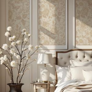 QUCHENG Rose Floral Wallpaper European Vintage Style Wall Decor Butterfly Furniture Refitting Stickers Removable Self Adhesive Sticker Peel Stick Dresser Decal Bedroom Livingroom Decoration15.8"*63"*1 Wall Decal