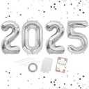 Smlpuame 40 Inch 2025 Balloons Silver, Huge Foil Number Balloons for Happy New Years Festival Celebration Party Supplies Class of 2025 Graduation Decorations