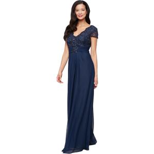 Alex Evenings Women's Stretch Sequin Bodice Empire Waist Long Gown, Formal Event Dress  size 4 
